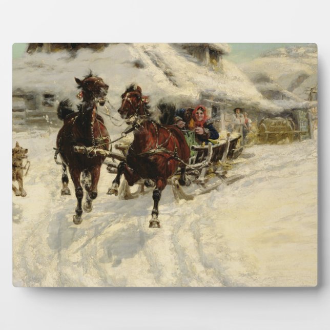 The Sleigh Ride, 1896 (oil on canvas) Plaque (Front)