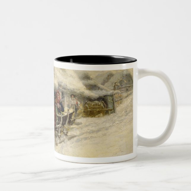 The Sleigh Ride, 1896 (oil on canvas) Two-Tone Coffee Mug (Right)