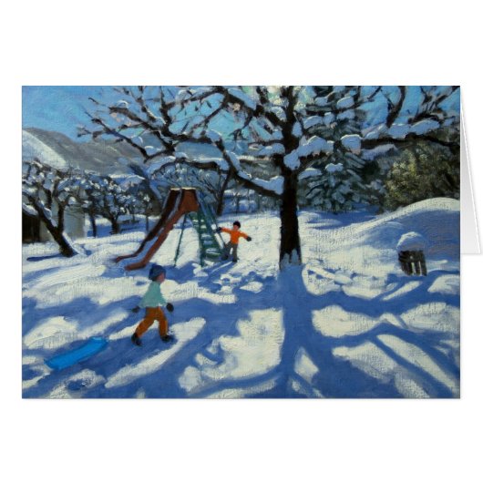 The slide in winter Bourg St Moritz Cards (Front Horizontal)