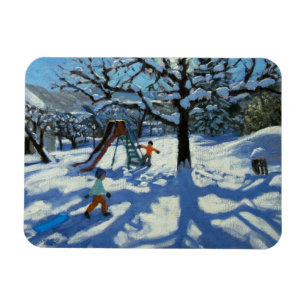 The slide in winter Bourg St Moritz Magnet