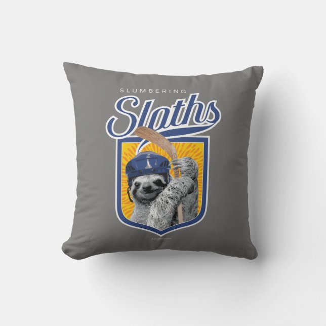 The Slumbering Sloths (Hockey Team) Throw Pillow (Front)