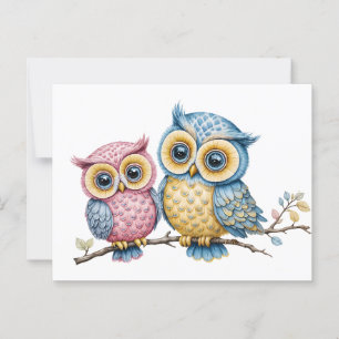 The small owl and the big owl - optional postcard