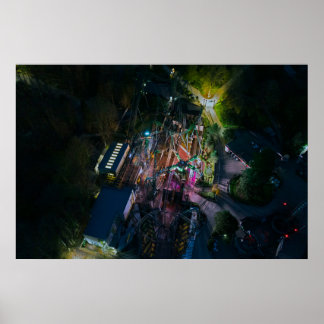 The Smiler At Night Drone | Alton Towers Resort Poster