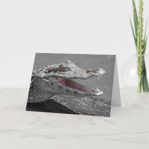 The smiling crocodile and the flies card