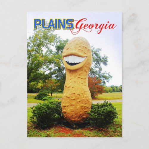 The Smiling Peanut Statue Plains Georgia Postcard