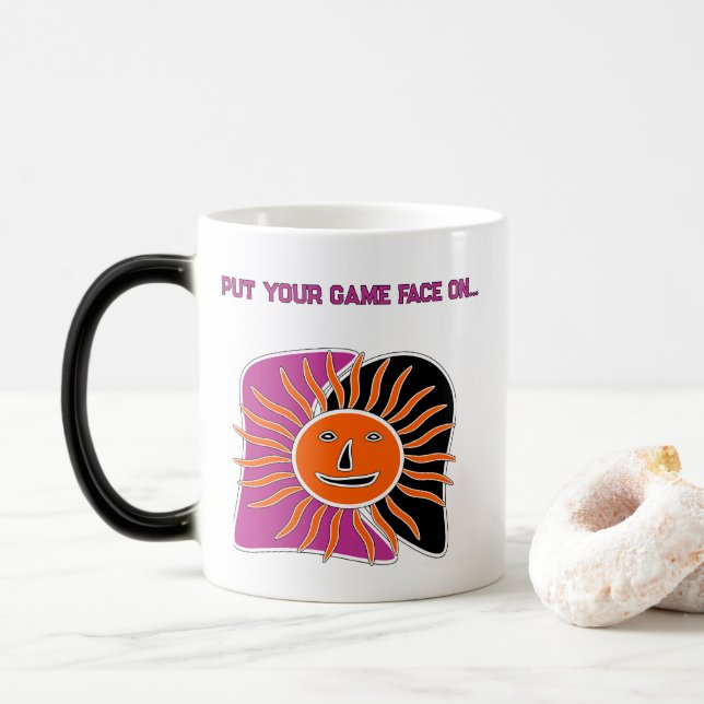 The smiling sun face  magnet color morph mug  (With Donut)