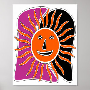 The smiling sun face poster