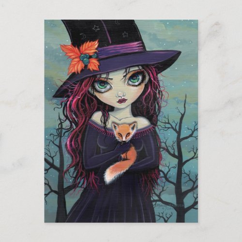 The Smirking Fox Witch and Red Fox Postcard