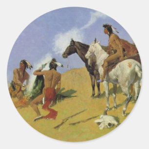 The Smoke Signal ~ Frederic Remington Classic Round Sticker