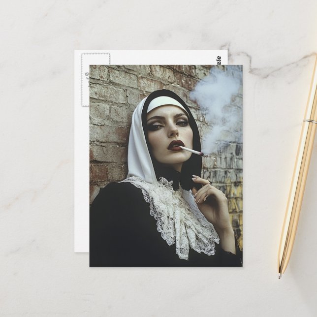 The Smoking Nun Postcard (Front/Back In Situ)