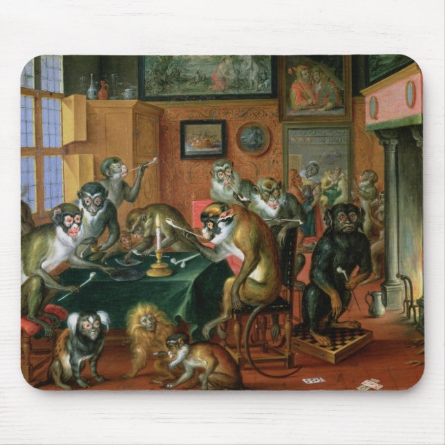 The Smoking Room with Monkeys Mouse Pad (Front)