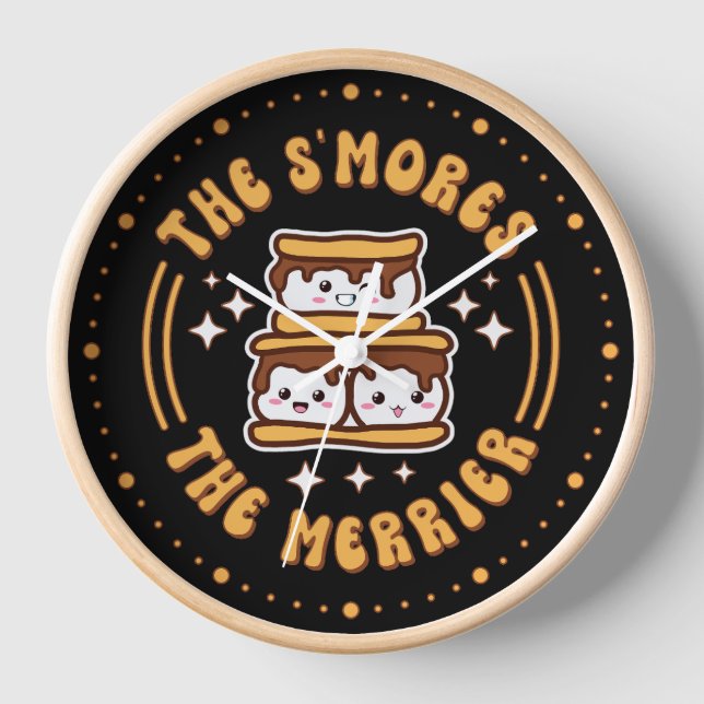 The S'mores The Merrier Funny Kawaii Camping Gift Clock (Front)