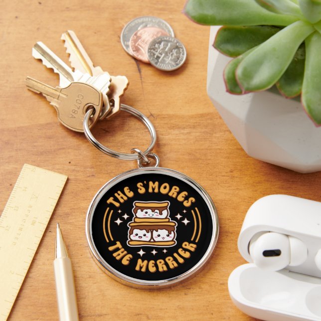 The S'mores The Merrier Funny Kawaii Camping Gift Keychain (Desk)