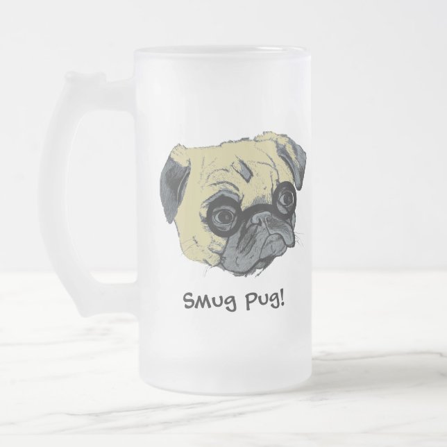 The Smug Pug Dog Frosted Mug (Left)