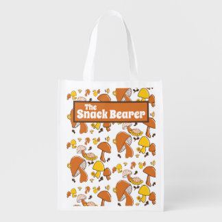 The Snack Bearer Retro Mushroom Pattern Grocery Bag