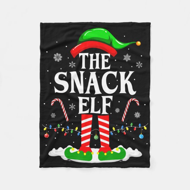 The Snack Elf Xmas Funny Matching Family Group Chr Fleece Blanket (Front)