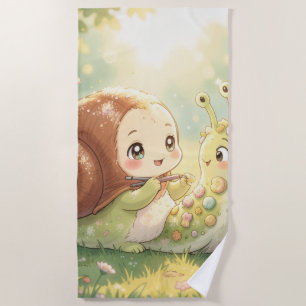 The Snail and the Magic of the Blossom Crowns Beach Towel