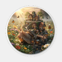 The Snail Village Fantasy Art Coaster | Tiny World