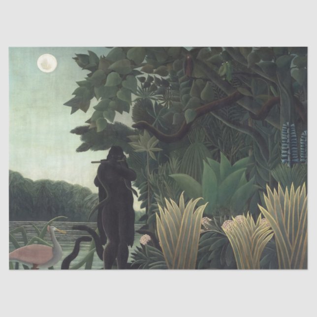 The Snake Charmer by Henri Rousseau Tissue Paper (Front)