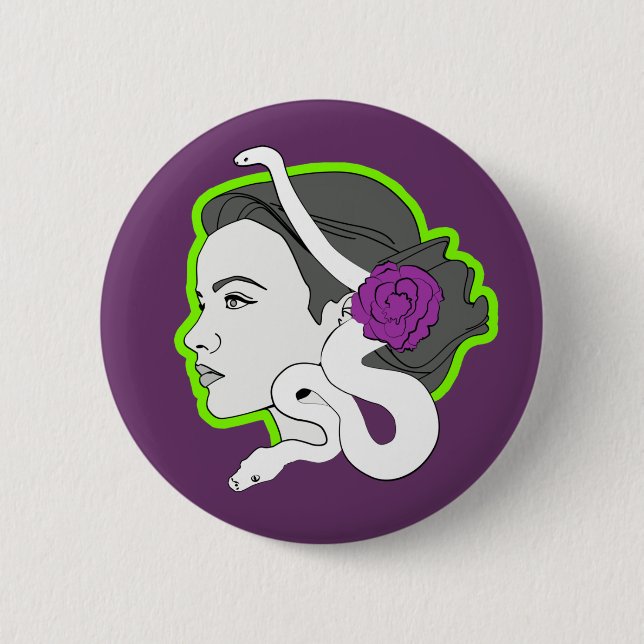 The Snake Lady Pinback Button (Front)