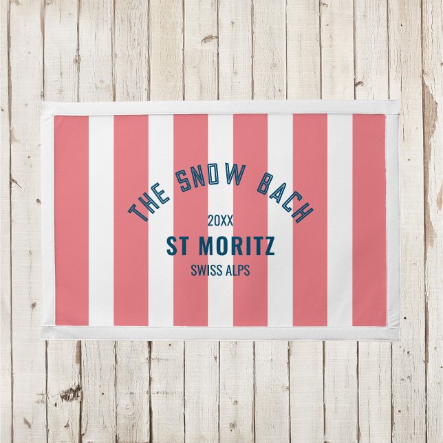 The Snow Bach Pink Cabana Stripe Bachelorette Pennant (Creator Uploaded)