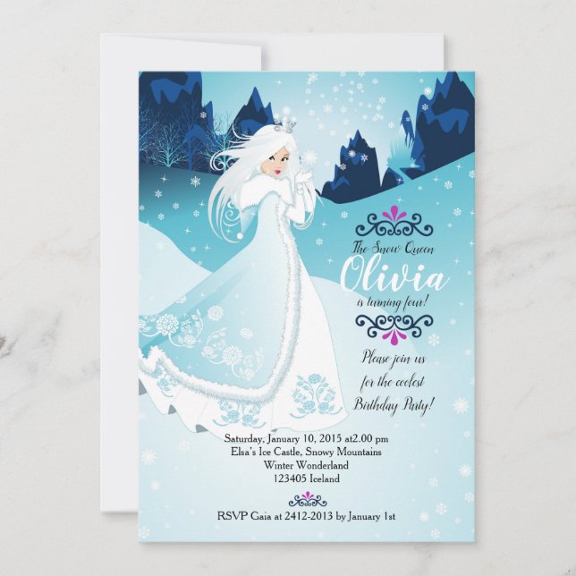 The Snow Queen Birthday Party Invitation (Front)