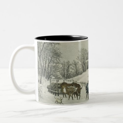 The Snow Storm Currier  Ives Two_Tone Coffee Mug