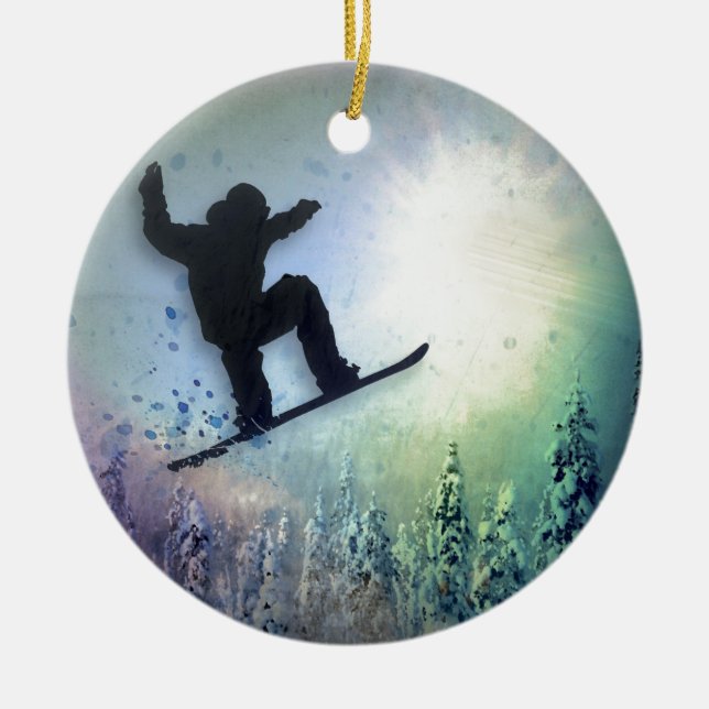 The Snowboarder: Air Ceramic Ornament (Front)