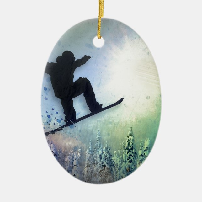 The Snowboarder: Air Ceramic Ornament (Front)