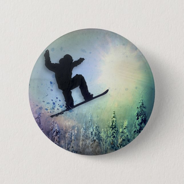 The Snowboarder: Air Pinback Button (Front)