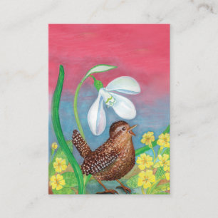 The snowdrop and the wren bird summon the spring enclosure card