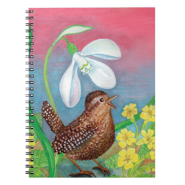 The snowdrop and the wren bird summon the spring  notebook (Front)