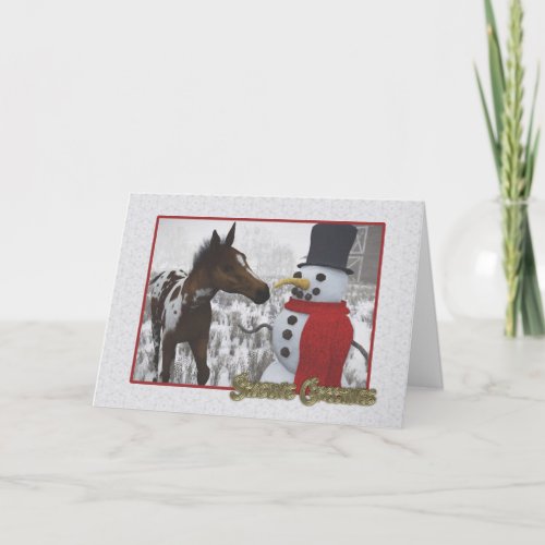 The Snowman and the Curious Foal Holiday Card