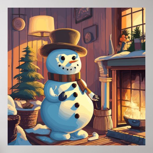 The Snowman by the Christmas tree Poster