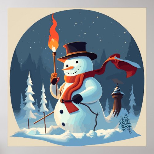 The Snowman carries the Olympic torch Poster