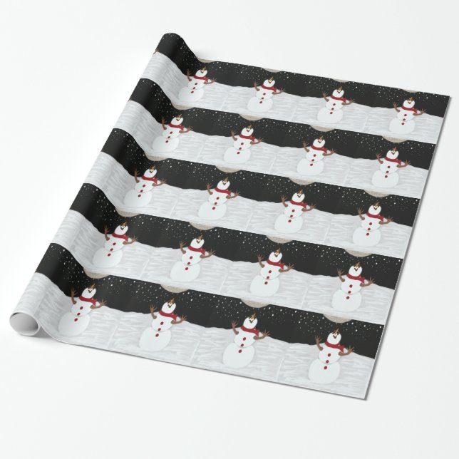 The Snowman Enjoying The Moon Gift Wrap (Unrolled)