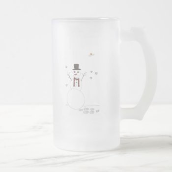 The Snowman Frosted Glass Beer Mug by loudesigns at Zazzle