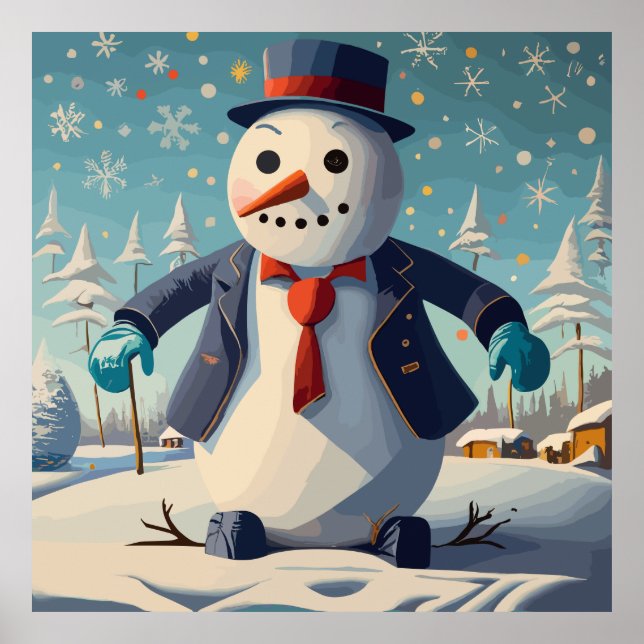 The snowman in a suit and tie at Christmas Poster (Front)