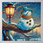 The Snowman  next to the street lamp Poster<br><div class="desc">The Snowman is on the tree,  next to the street lamp and lantern</div>