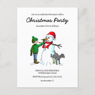 The Snowmans Christmas Party Invitation Postcard