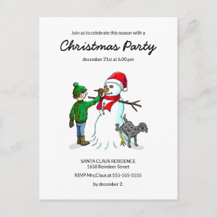 The Snowmans Christmas Party Invitation Postcard