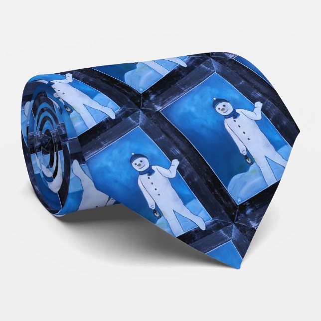 The Snowman's Escape Painting by Alfred Fox Neck Tie (Rolled)