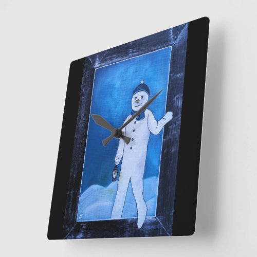 The Snowman's Escape Painting by Alfred Fox Square Wall Clock