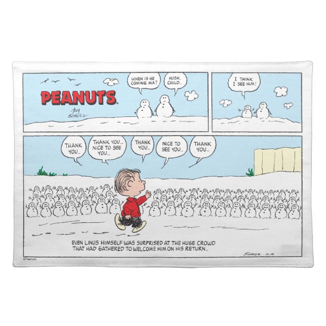 The Snowmen Welcome Linus Cloth Placemat (Front)