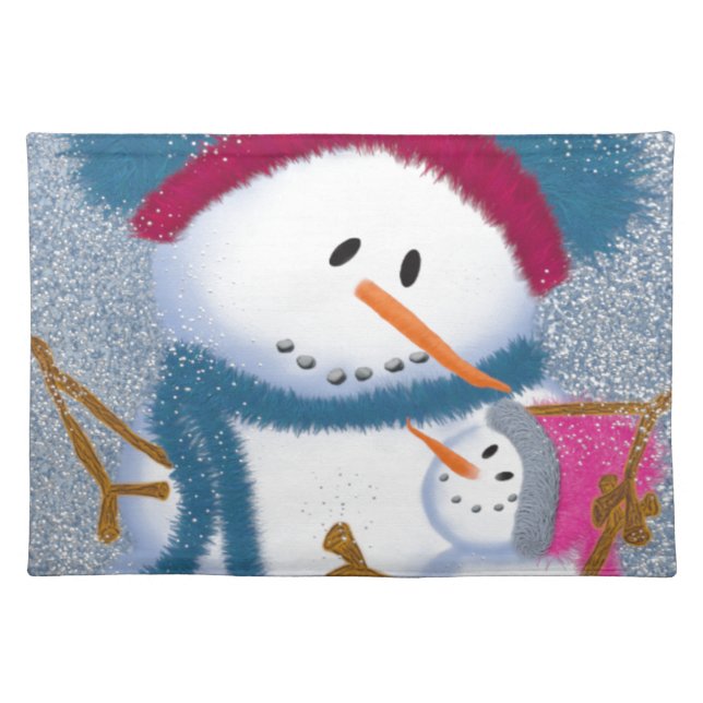The SnowMomma And SnowGirl Illustration Placemat (Front)
