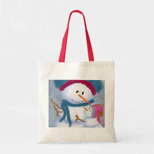 The SnowMomma And SnowGirl Illustration Tote Bag