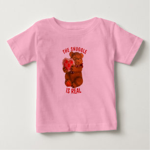 The Snuggle is Real  Bear With Heart Baby T-Shirt