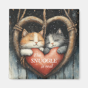 The Snuggle is Real Cozy Cat Love Magnet