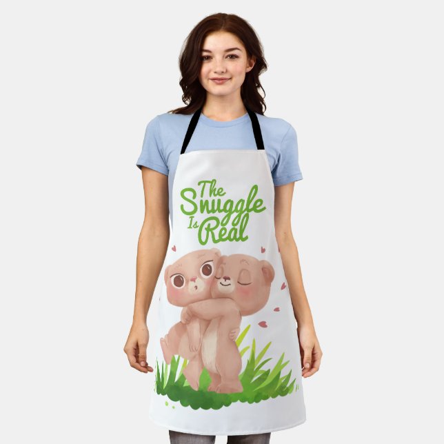The Snuggle is Real Cute Bear Hugs Apron (Worn)