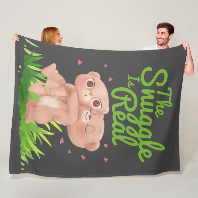The Snuggle is Real Cute Bear Hugs Fleece Blanket (In Situ)